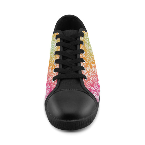 Rainbow Flowers Mandala I Canvas Shoes for Women/Large Size (Model 016)