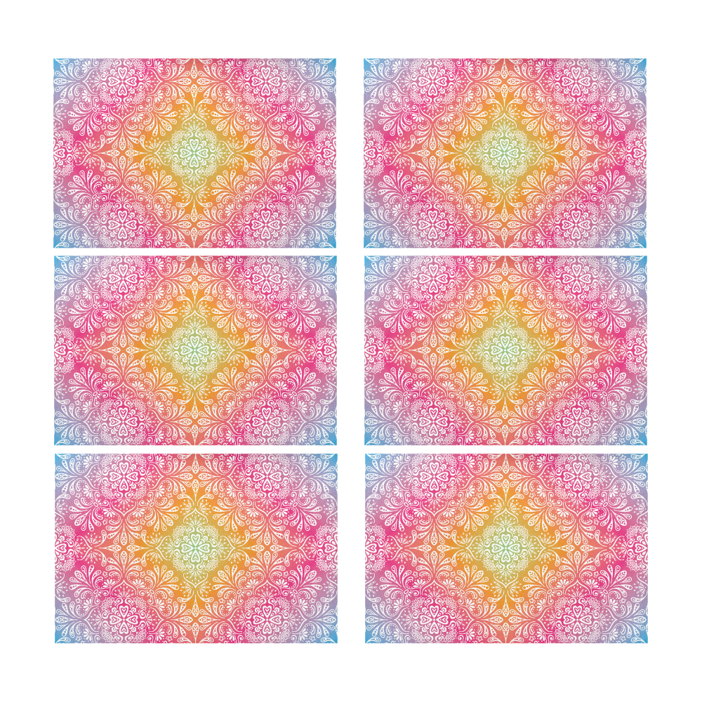 Rainbow Flowers Mandala I Placemat 12’’ x 18’’ (Set of 6)