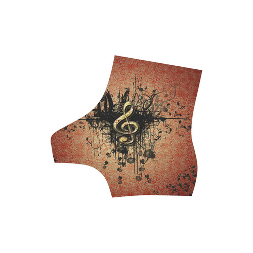 Decorative clef with floral elements and grunge High Grade PU Leather Martin Boots For Women Model 402H