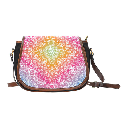 Rainbow Flowers Mandala I Saddle Bag/Small (Model 1649)(Flap Customization)