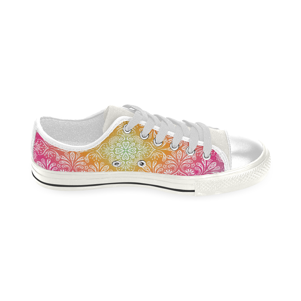 Rainbow Flowers Mandala I Low Top Canvas Shoes for Kid (Model 018)