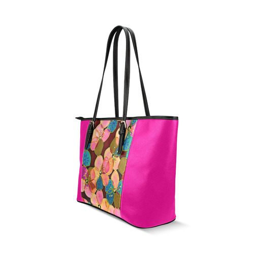 FLOWERPOWER Leather Tote Bag/Small (Model 1640)