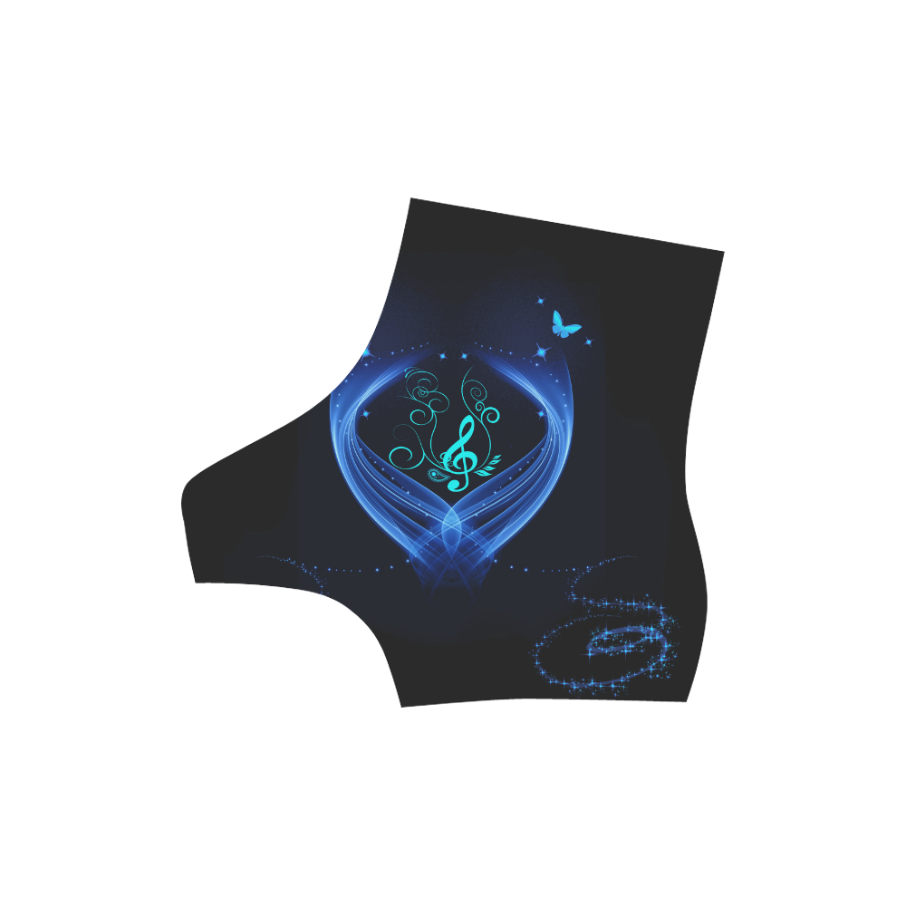 Blue clef with glowing butterflies High Grade PU Leather Martin Boots For Women Model 402H