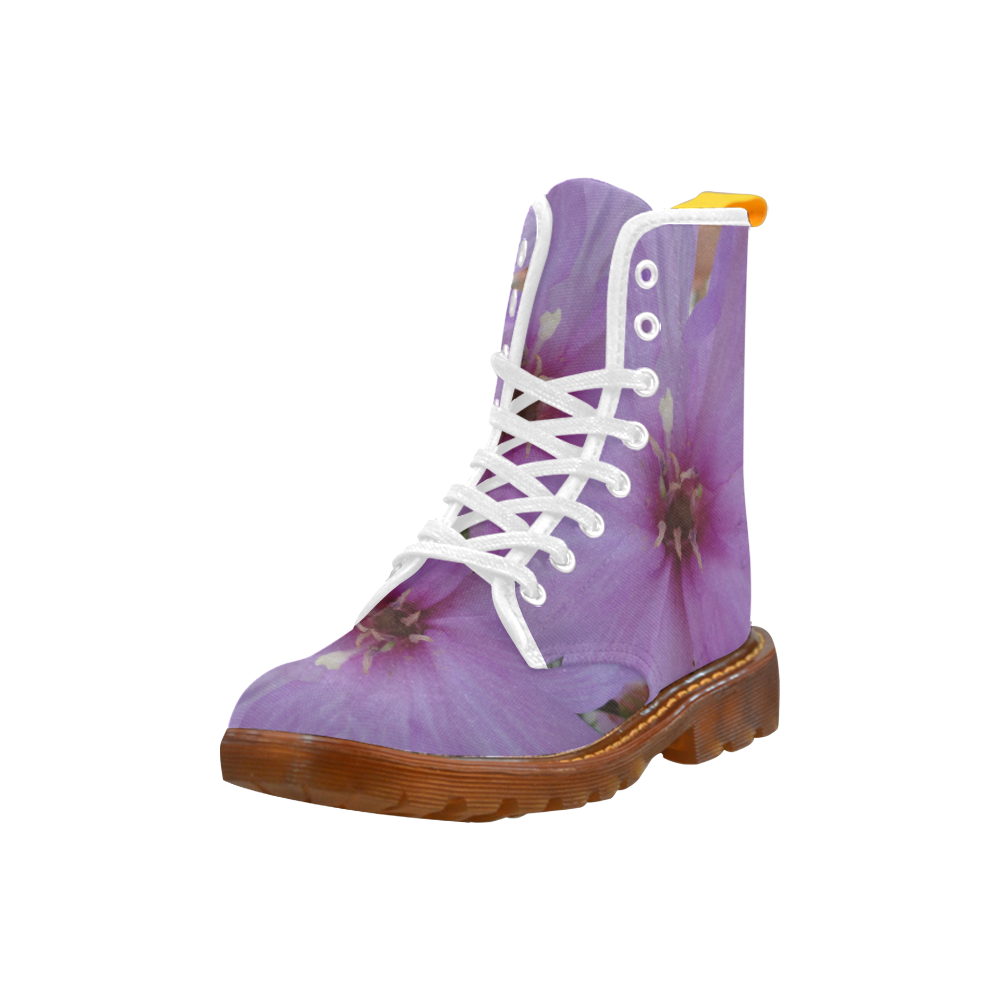 Purple Flower Custom Canvas Boots For Women Model 1203H