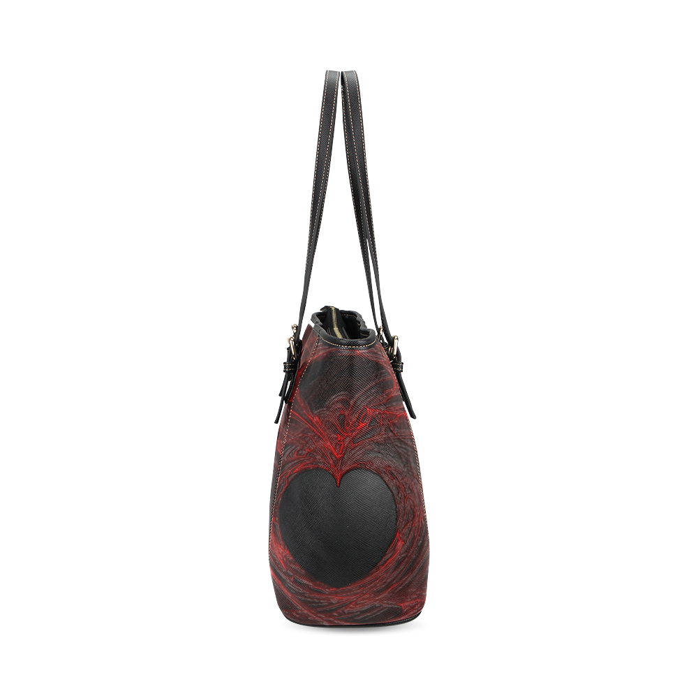 Dark Gothic Heart Paint With Blood Leather Tote Bag/Small (Model 1640)