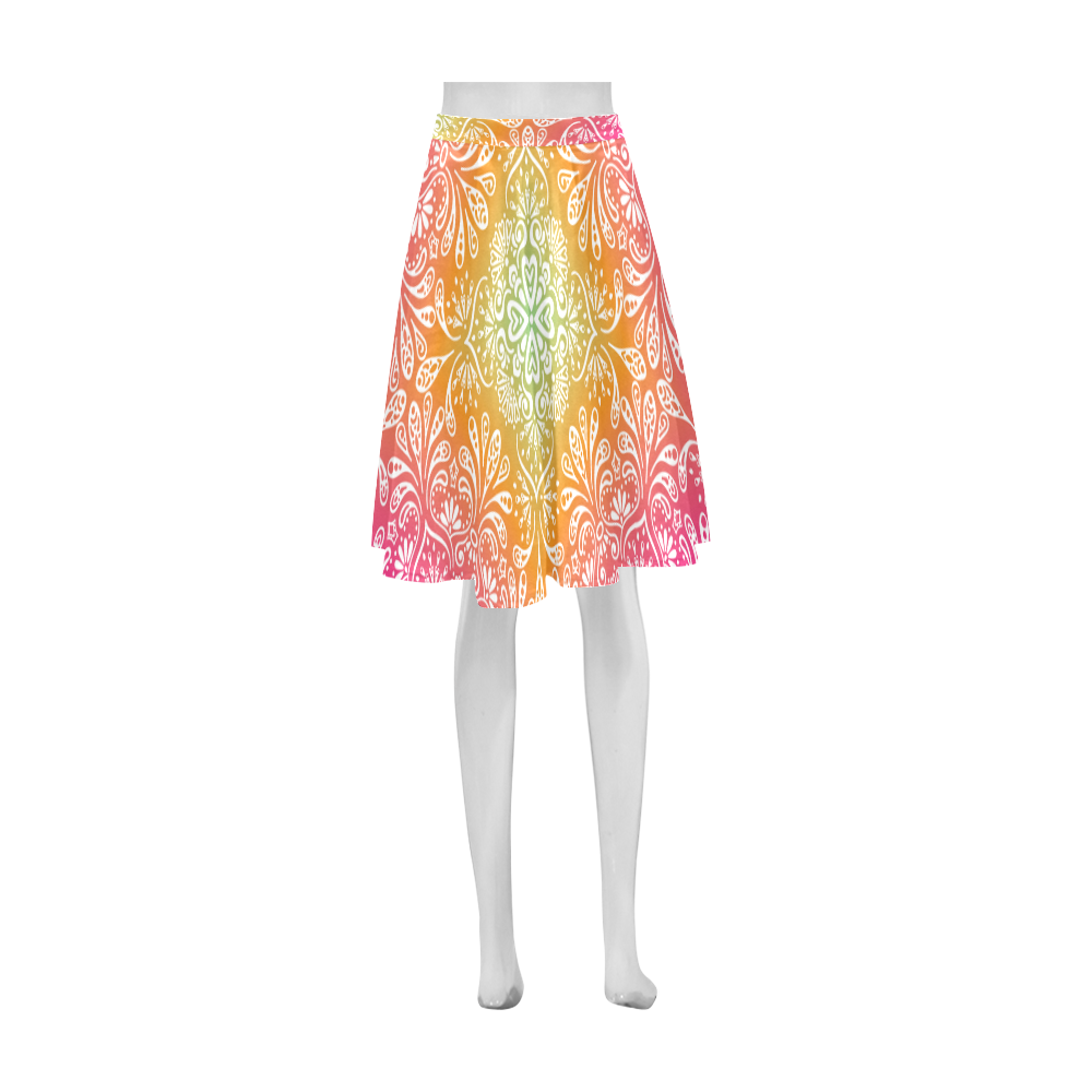 Rainbow Flowers Mandala I Athena Women's Short Skirt (Model D15)