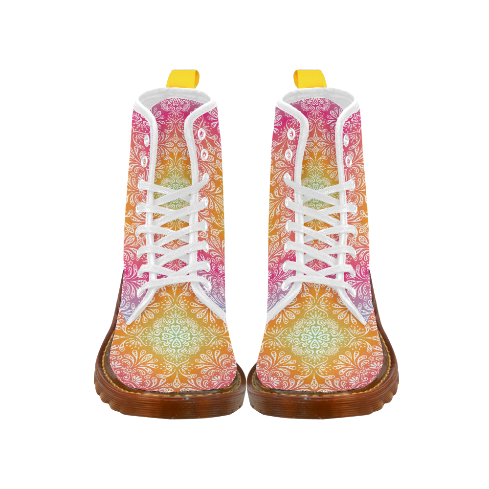Rainbow Flowers Mandala I Martin Boots For Women Model 1203H
