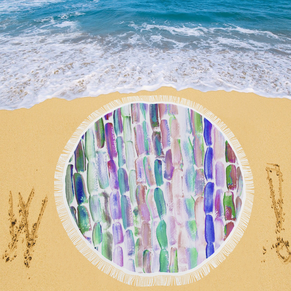 Purple and green sugarcane Circular Beach Shawl 59"x 59"