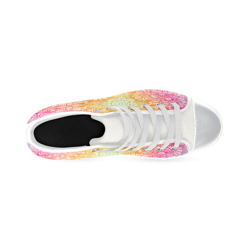 Rainbow Flowers Mandala I High Top Canvas Shoes for Kid (Model 017)