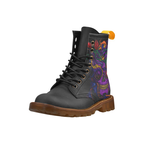 Funny Funky Sugar Skull High Grade PU Leather Martin Boots For Women Model 402H