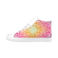 Rainbow Flowers Mandala I Aquila High Top Microfiber Leather Women's Shoes (Model 032)