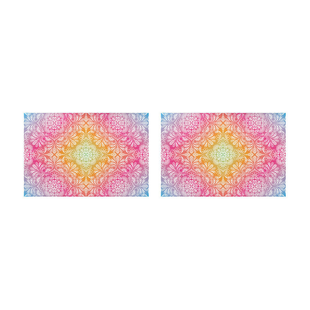 Rainbow Flowers Mandala I Placemat 12’’ x 18’’ (Set of 2)