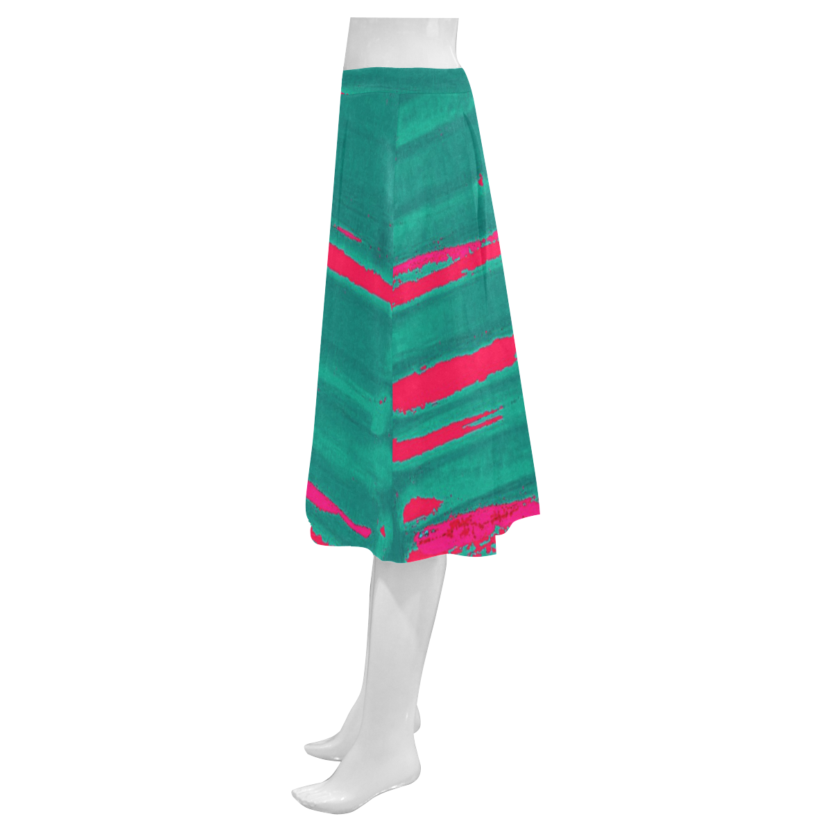 Green on Pink Mnemosyne Women's Crepe Skirt (Model D16)