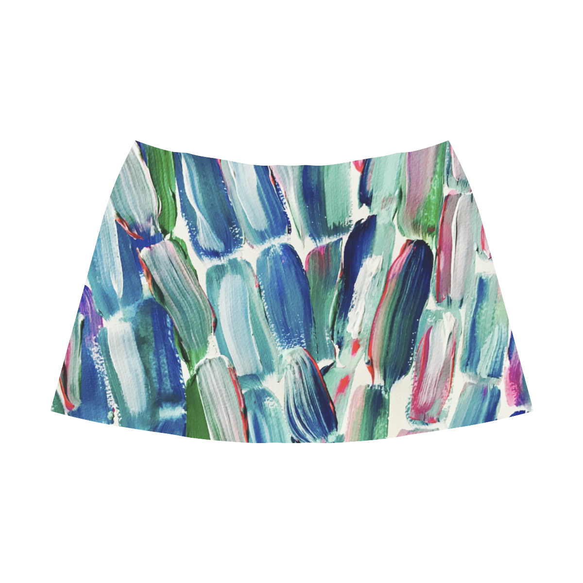 Blue and Pink Mnemosyne Women's Crepe Skirt (Model D16)