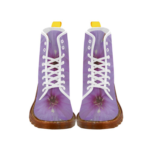 Purple Flower Custom Canvas Boots For Women Model 1203H