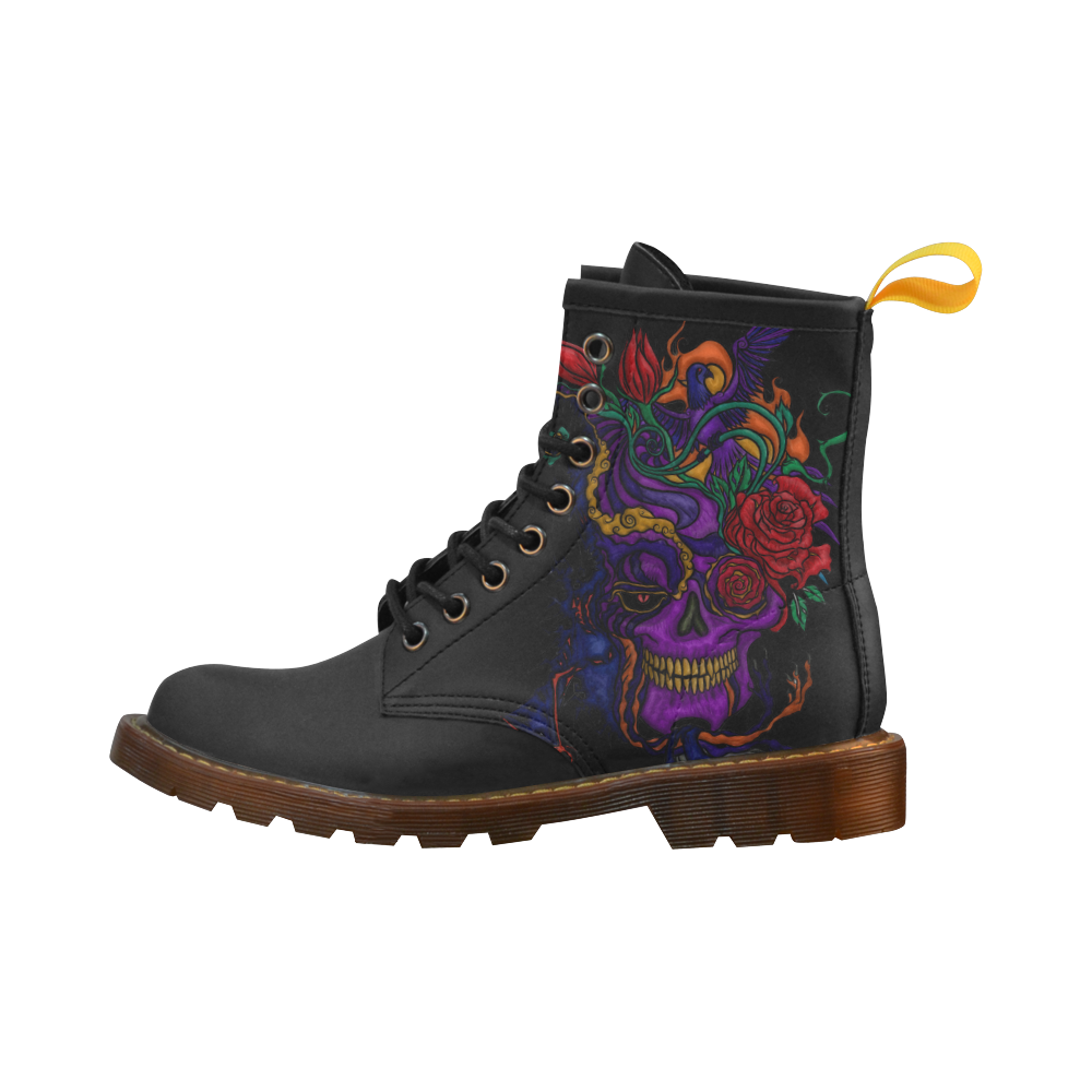 Funny Funky Sugar Skull High Grade PU Leather Martin Boots For Women Model 402H