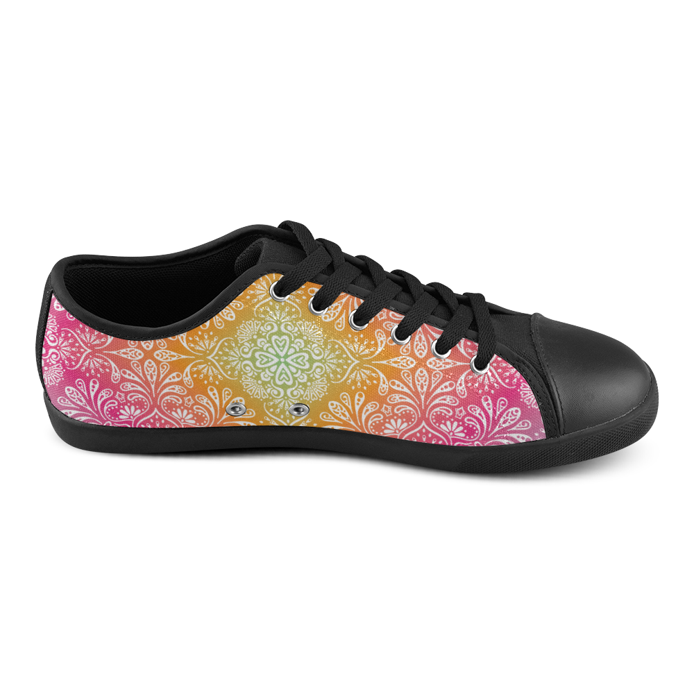 Rainbow Flowers Mandala I Canvas Shoes for Women/Large Size (Model 016)