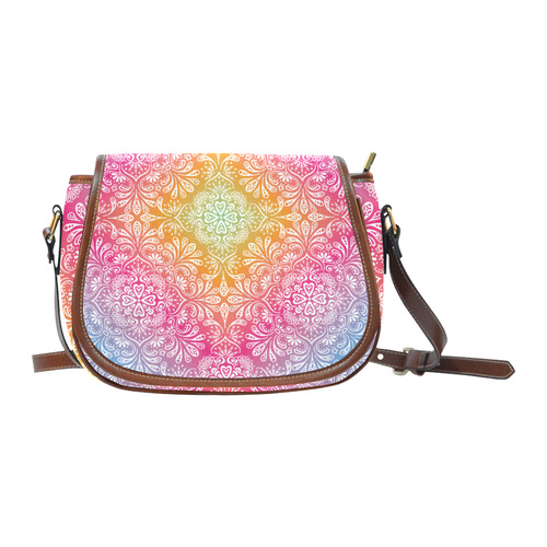 Rainbow Flowers Mandala I Saddle Bag/Large (Model 1649)