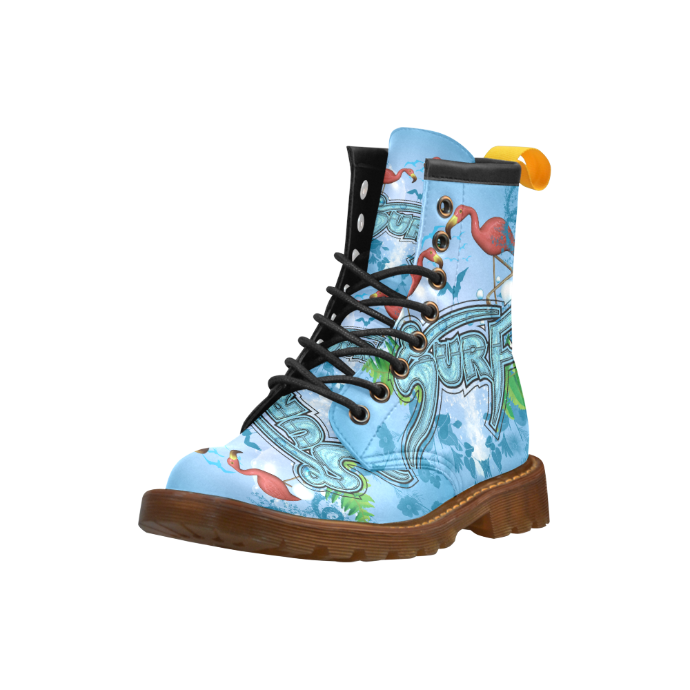 Surfing with flamingos High Grade PU Leather Martin Boots For Men Model 402H