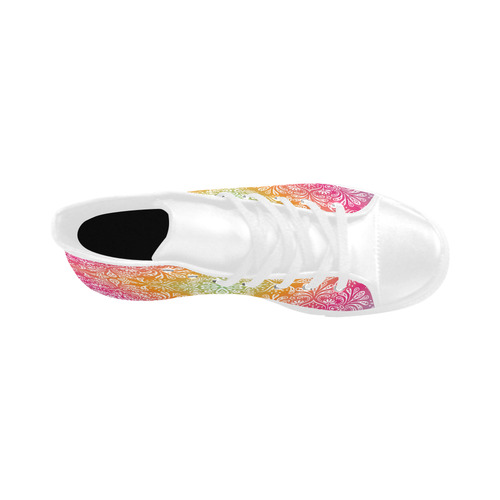 Rainbow Flowers Mandala I Aquila High Top Microfiber Leather Women's Shoes (Model 032)