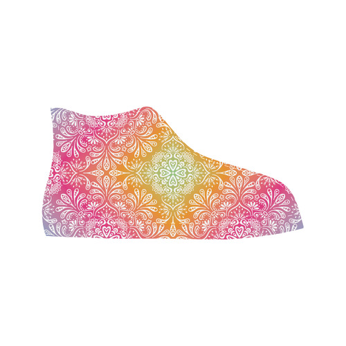 Rainbow Flowers Mandala I Aquila High Top Microfiber Leather Women's Shoes (Model 032)