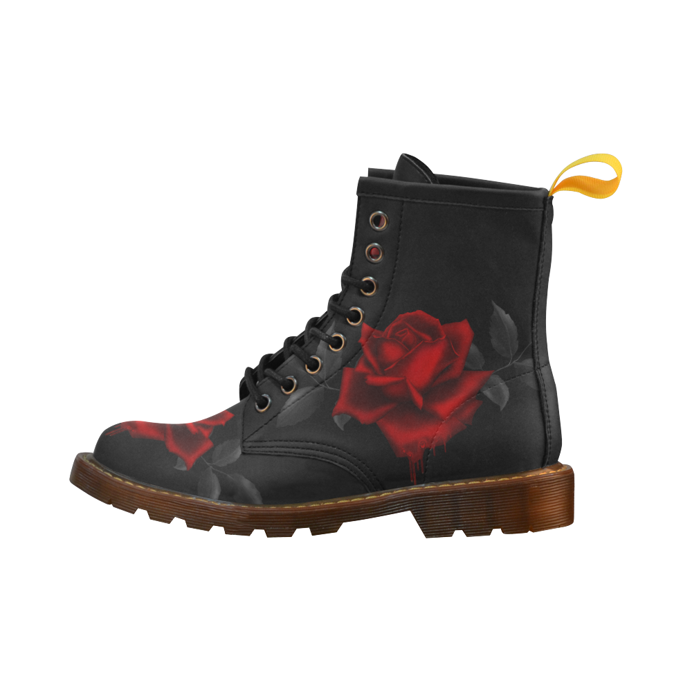 Dark Gothic Rose High Grade PU Leather Martin Boots For Women Model 402H