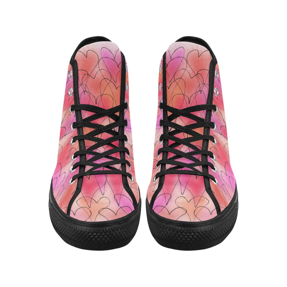 Hearts (black). Inspired by the Magic Island of Gotland. Vancouver H Women's Canvas Shoes (1013-1)
