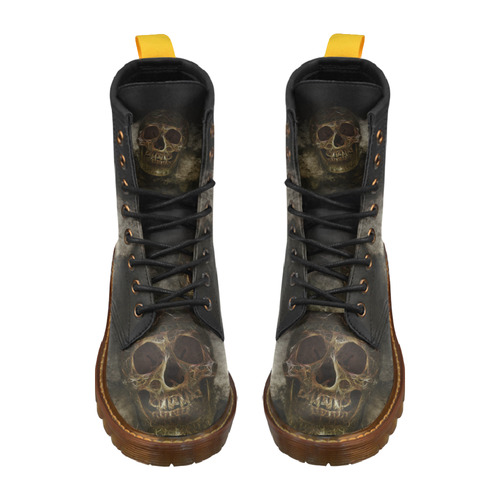 Mysterious  Golden Skull High Grade PU Leather Martin Boots For Women Model 402H