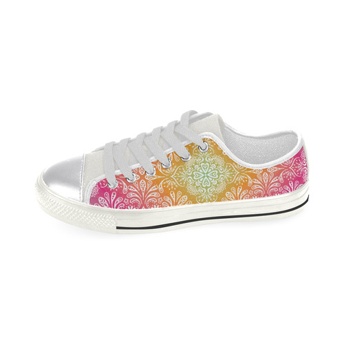 Rainbow Flowers Mandala I Canvas Women's Shoes/Large Size (Model 018)