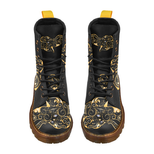 Wonderful gold, black elephant High Grade PU Leather Martin Boots For Women Model 402H
