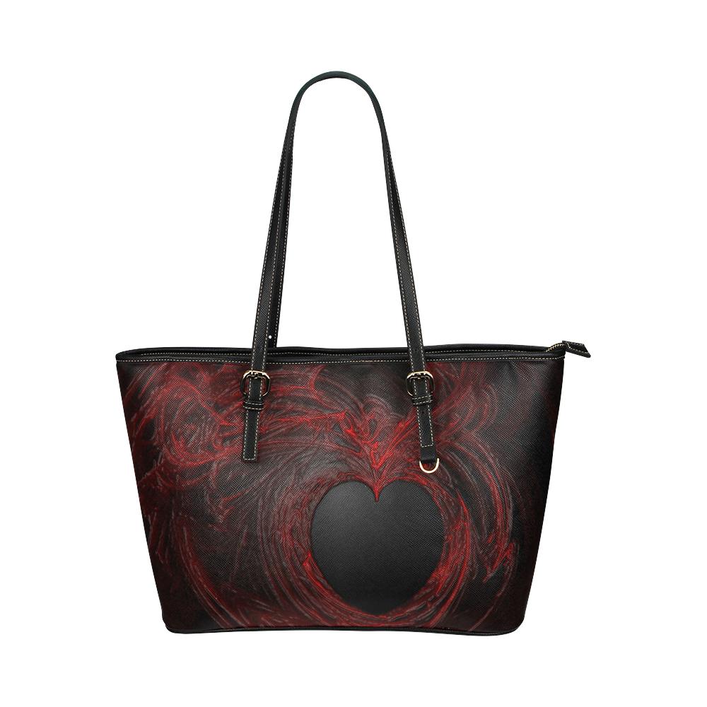 Dark Gothic Heart Paint With Blood Leather Tote Bag/Large (Model 1651)