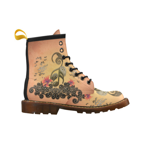 Wonderful key notes with floral elements High Grade PU Leather Martin Boots For Women Model 402H
