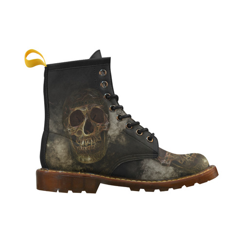 Mysterious  Golden Skull High Grade PU Leather Martin Boots For Women Model 402H