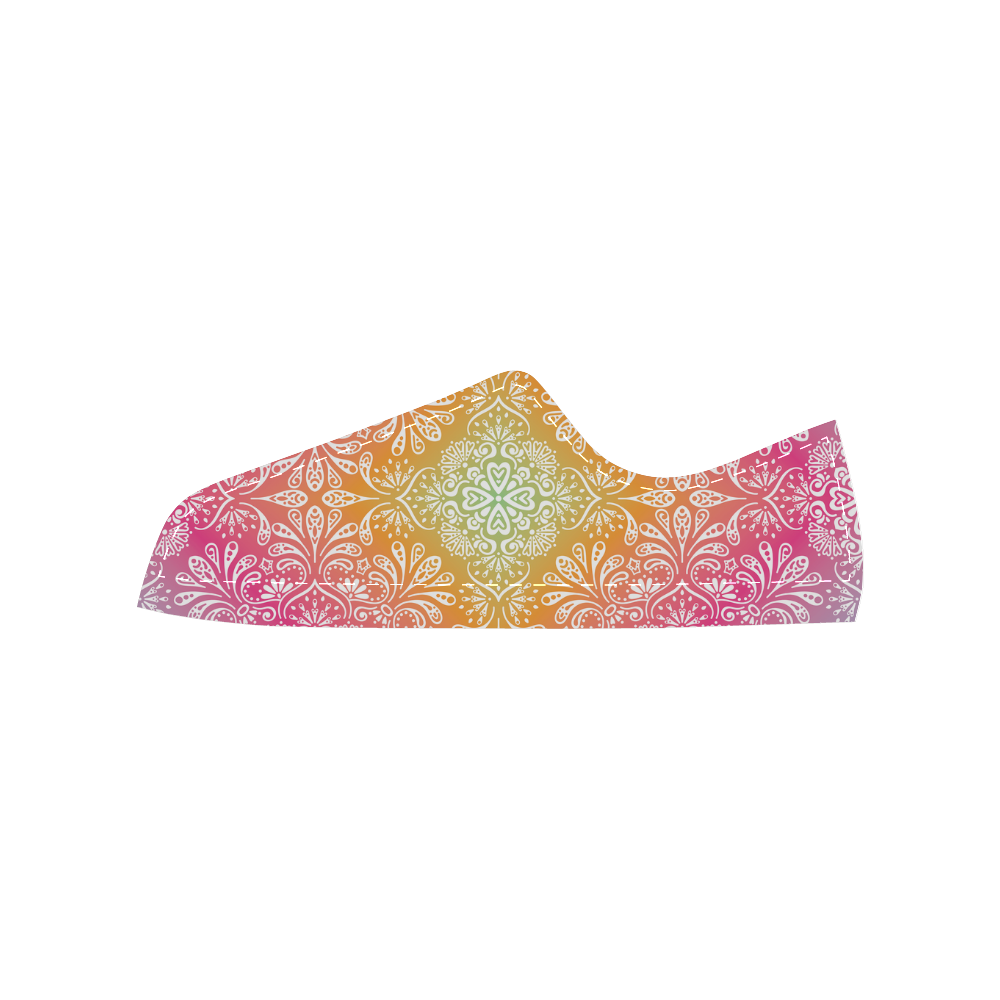 Rainbow Flowers Mandala I Women's Classic Canvas Shoes (Model 018)