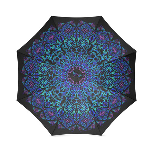 Tribal Manta Mandala on Black Foldable Umbrella (Model U01)