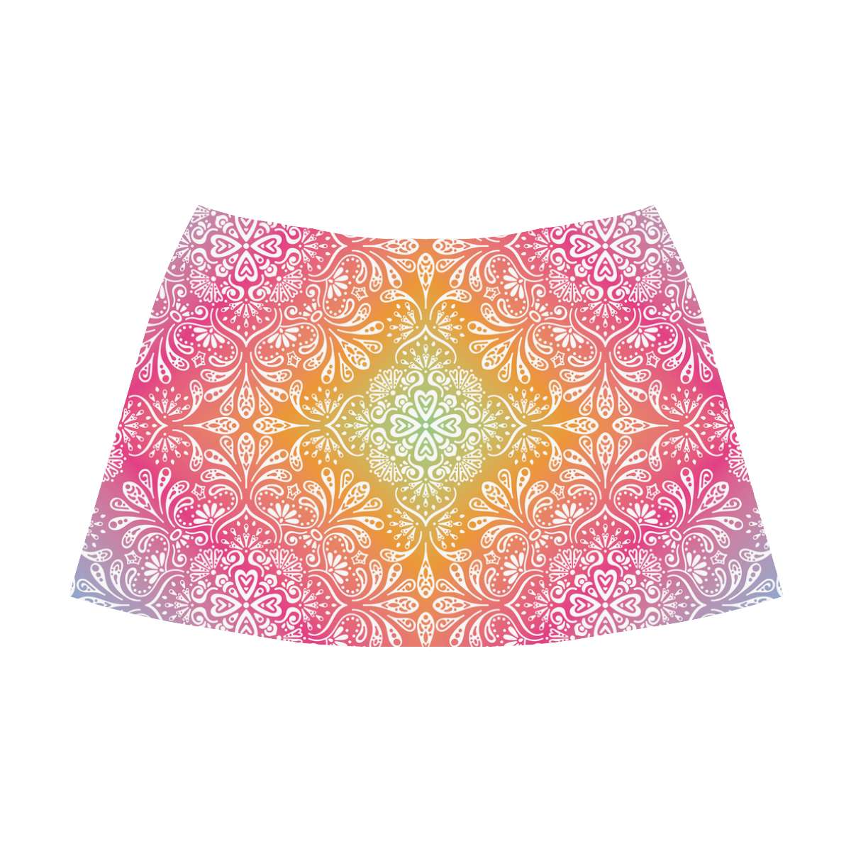 Rainbow Flowers Mandala I Mnemosyne Women's Crepe Skirt (Model D16)