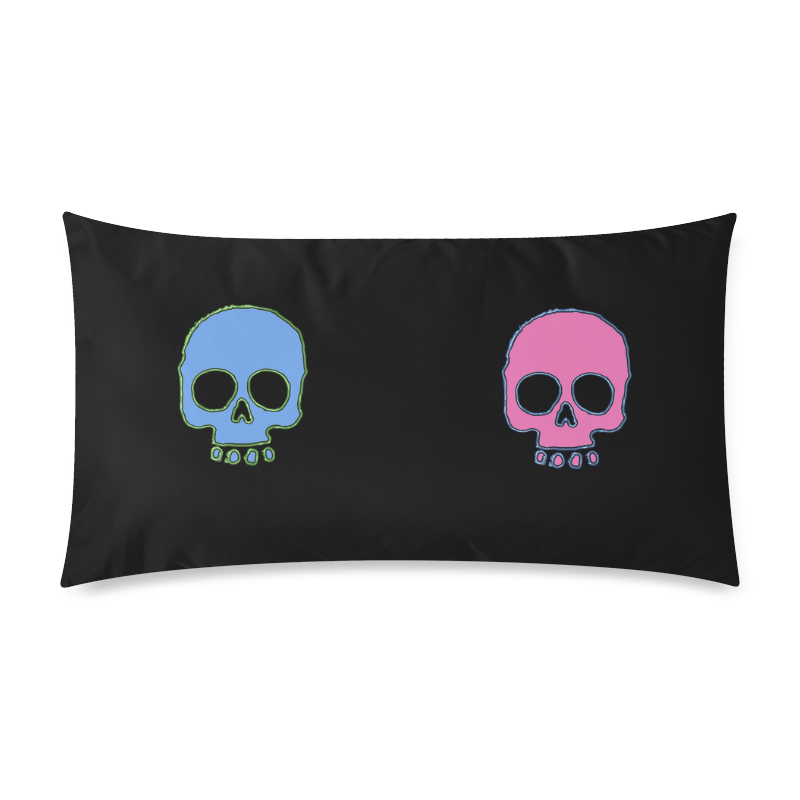 Skull Duo Rectangle Pillow Case 20"x36"(Twin Sides)
