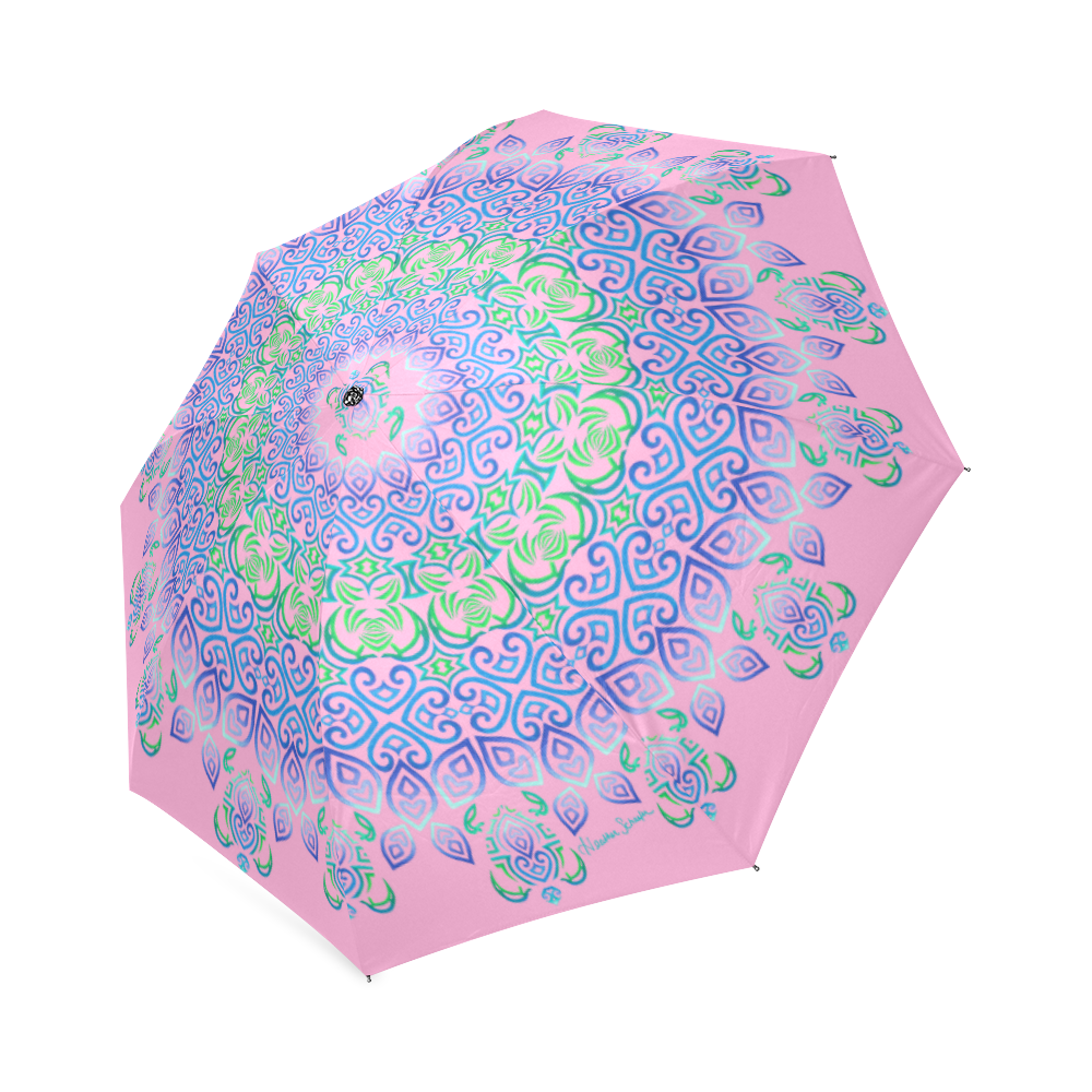 Tribal Turtle Mandala on Pink Foldable Umbrella (Model U01)