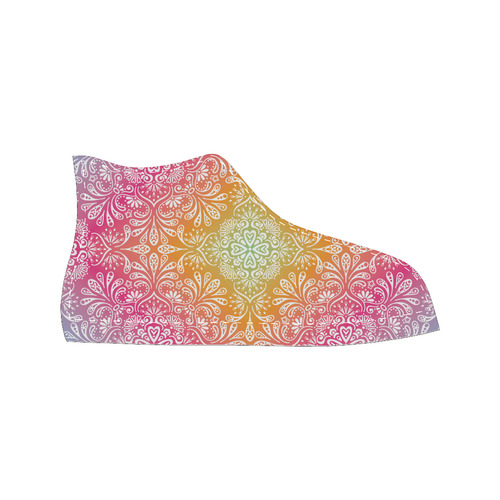 Rainbow Flowers Mandala I Women's Classic High Top Canvas Shoes (Model 017)