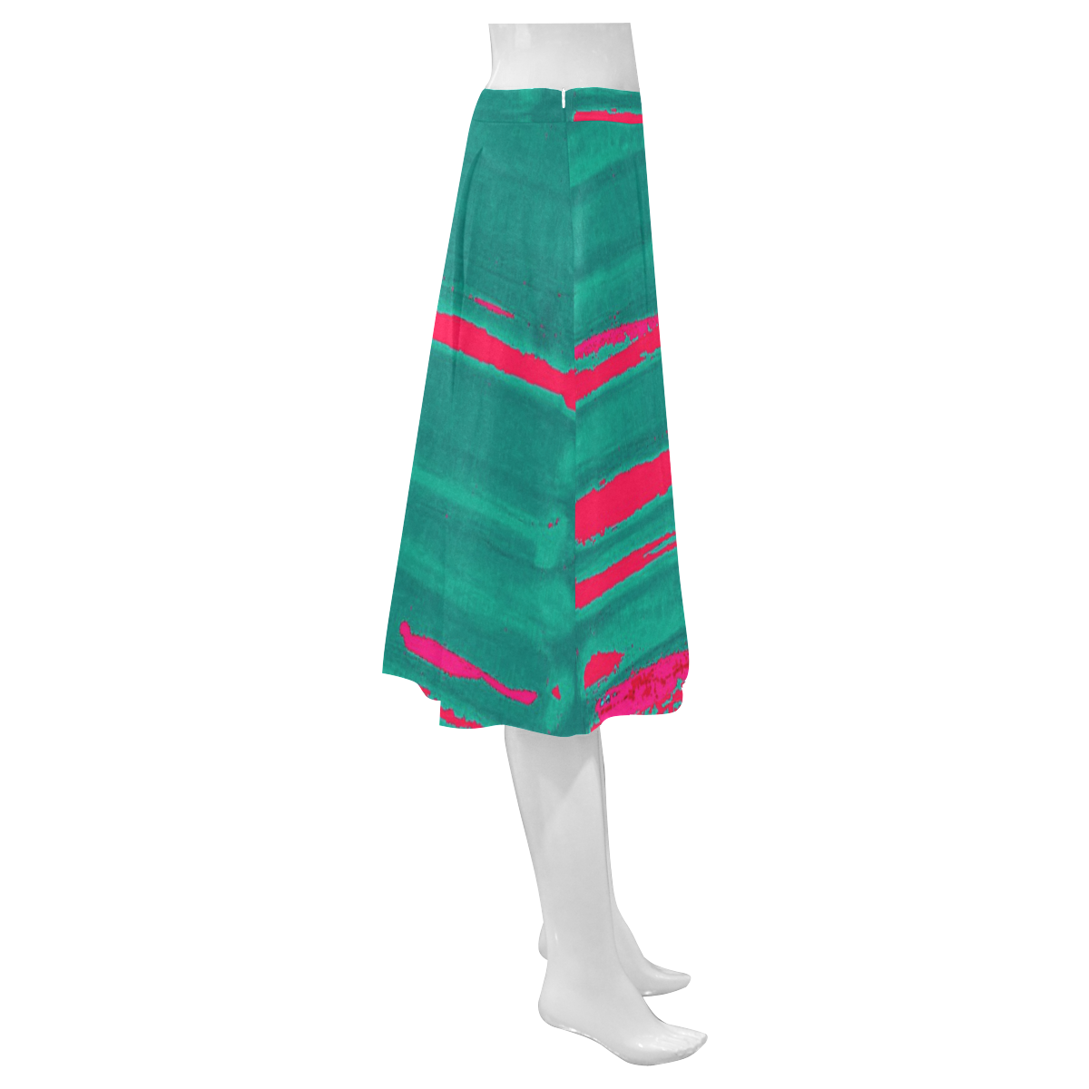 Green on Pink Mnemosyne Women's Crepe Skirt (Model D16)