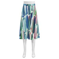 Blue and Pink Mnemosyne Women's Crepe Skirt (Model D16)