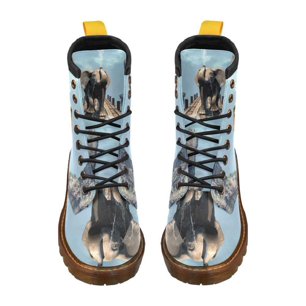 Elephant on a jetty High Grade PU Leather Martin Boots For Women Model 402H