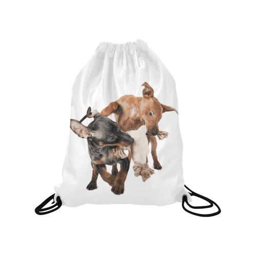 Two Playing Dogs Medium Drawstring Bag Model 1604 (Twin Sides) 13.8"(W) * 18.1"(H)