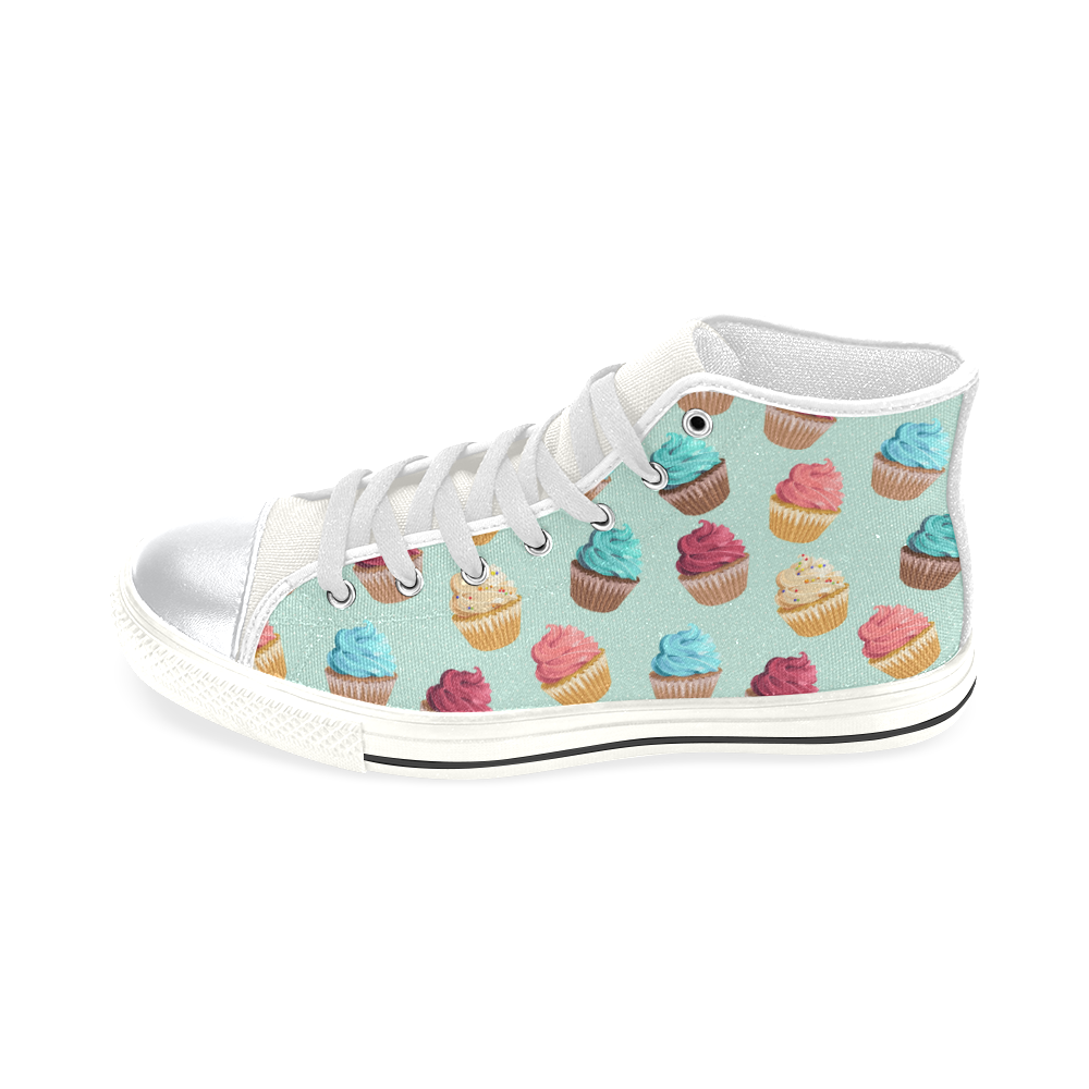 Cup Cakes Party High Top Canvas Shoes for Kid (Model 017)