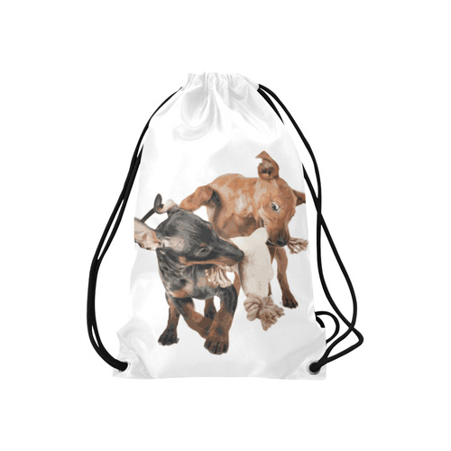 Two Playing Dogs Small Drawstring Bag Model 1604 (Twin Sides) 11"(W) * 17.7"(H)
