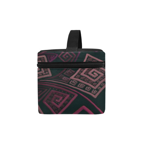 Psychedelic 3D Square Spirals - pink and orange Cosmetic Bag/Large (Model 1658)