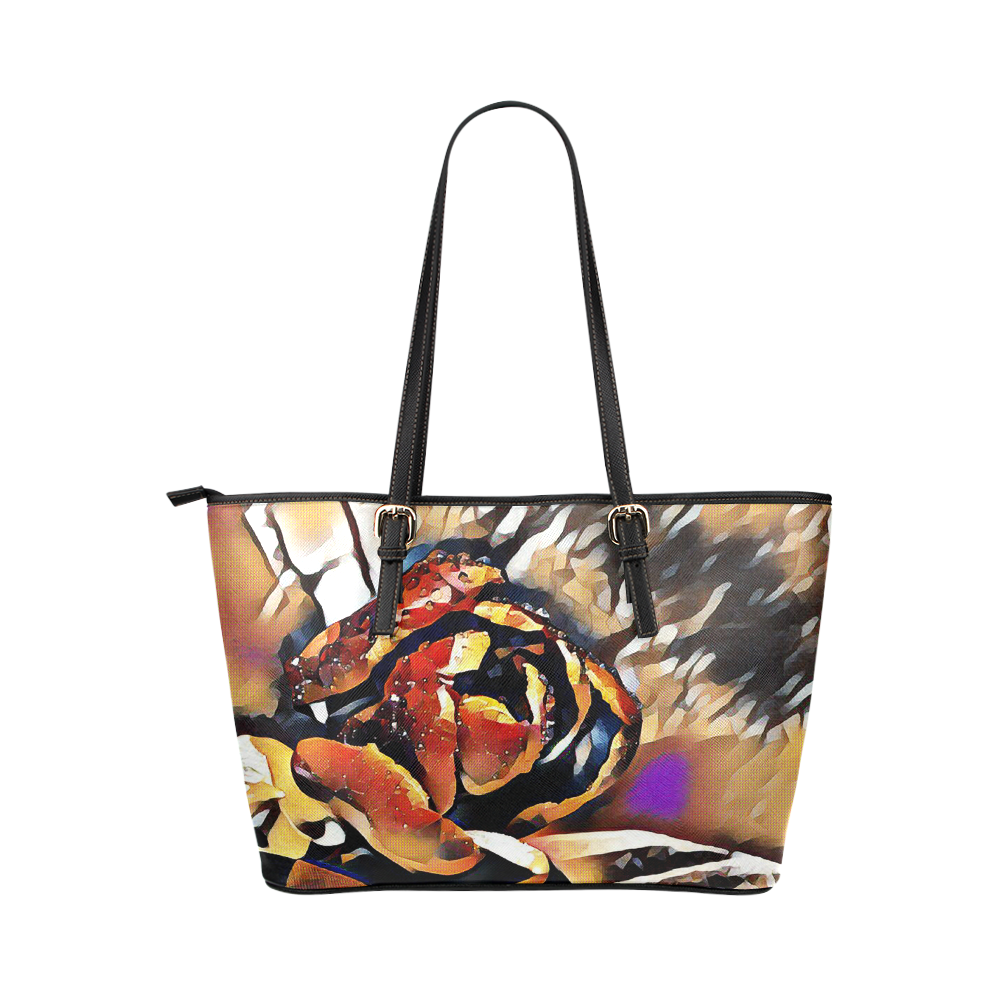 FineArt Colorful Tulip Leather Tote Bag/Large (Model 1651)