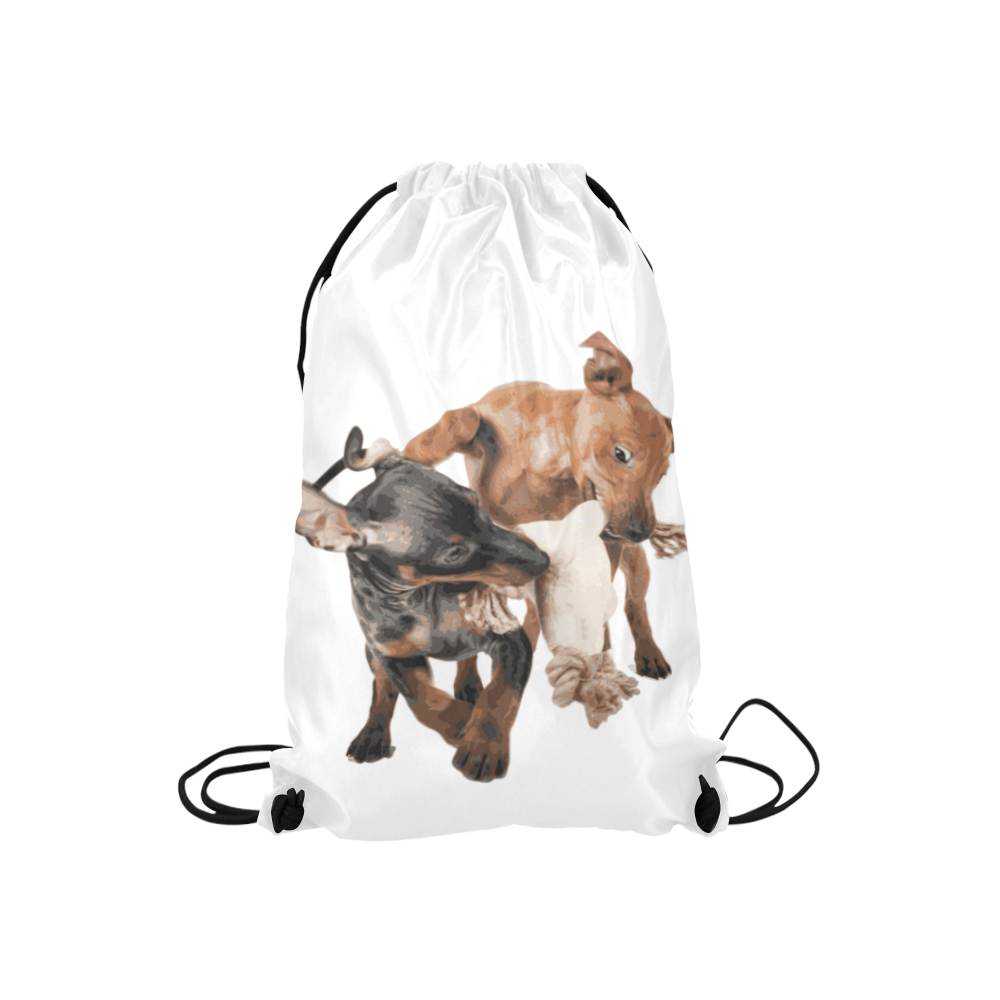 Two Playing Dogs Small Drawstring Bag Model 1604 (Twin Sides) 11"(W) * 17.7"(H)