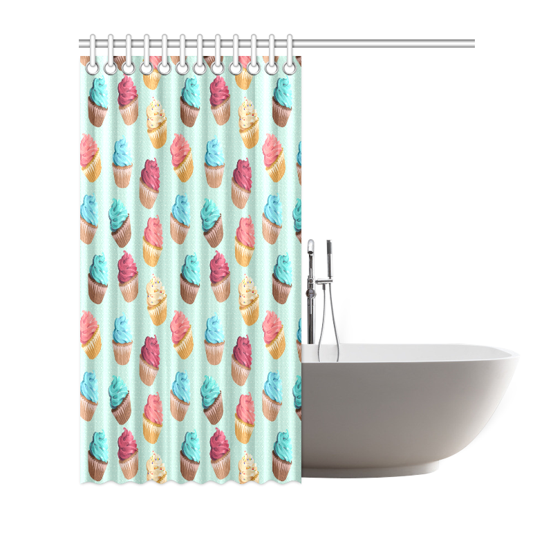 Cup Cakes Party Shower Curtain 72"x72"