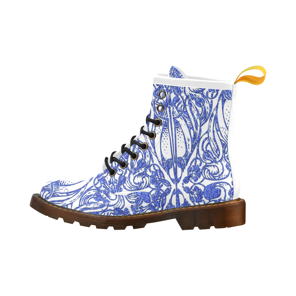 Lace Blue High Grade PU Leather Martin Boots For Women Model 402H